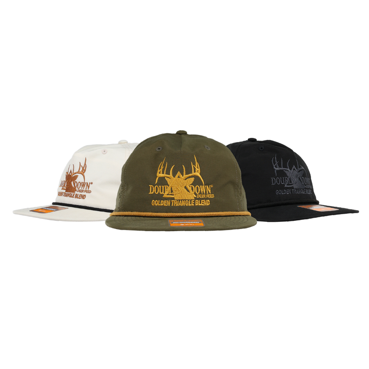 BRANDED DOUBLE DOWN FLAT BILL ROPE HAT