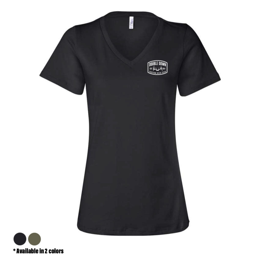 Woman's Skull Cap Short Sleeve V-Neck