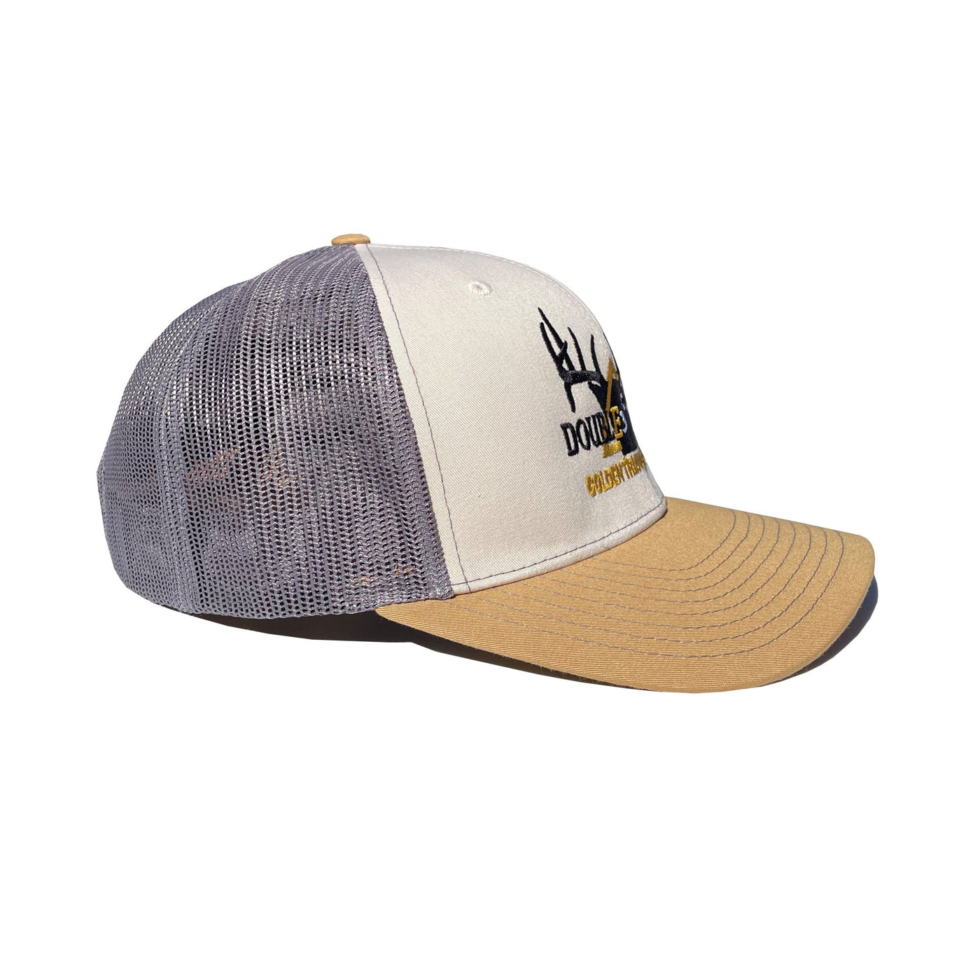 Branded Snapback Hat- Mink Beige/Charcoal/Amber Gold