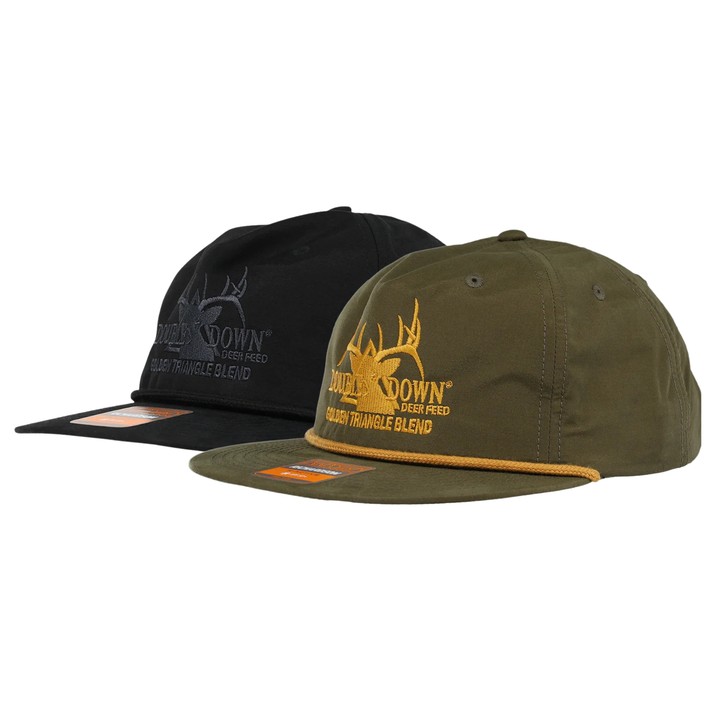 BRANDED DOUBLE DOWN FLAT BILL ROPE HAT